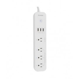 Multicontacto Wi-Fi de 4 salidas horizontales y triple cargador USB marca Steren.