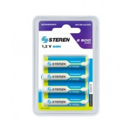 Paquete de 4 Baterías AA Recargables NIMH 2500MAH marca Steren