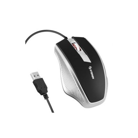 Mouse óptico USB con rueda de desplazamiento marca Steren.