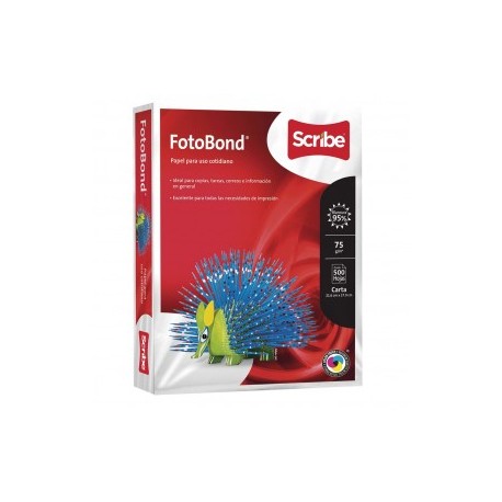 Paquete de Hojas de Máquina Tamaño Carta c/500 marca Scribe Fotobond. (de 75g con 95% de blancura)