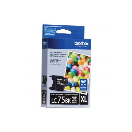 Cartucho de Tinta Brother LC75BK Negro Original para 600 páginas.