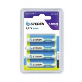 Paquete de 4 pilas recargables “AA” NiMH 1300 mAh marca Steren.