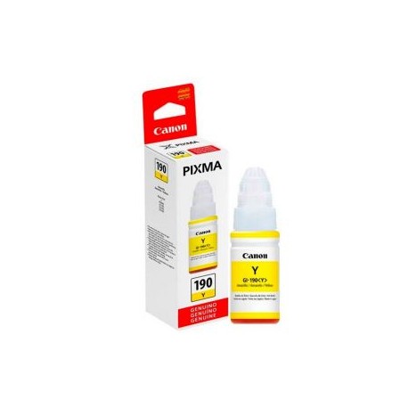 Botella de Tinta Canon GI-190Y (0667C001AB) Amarillo Original para 7,000 páginas.